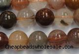 CRU655 15.5 inches 12mm round Multicolor rutilated quartz beads