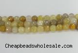 CRU669 15.5 inches 10mm faceted round golden rutilated quartz beads