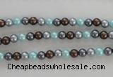 CSB1000 15.5 inches 4mm round mixed color shell pearl beads