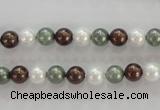 CSB1012 15.5 inches 6mm round mixed color shell pearl beads