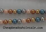 CSB1015 15.5 inches 6mm round mixed color shell pearl beads