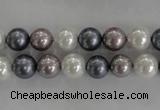 CSB1030 15.5 inches 8mm round mixed color shell pearl beads