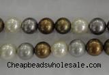 CSB1032 15.5 inches 8mm round mixed color shell pearl beads