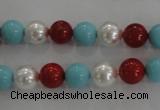CSB1033 15.5 inches 8mm round mixed color shell pearl beads