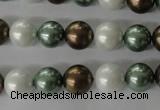 CSB1055 15.5 inches 10mm round mixed color shell pearl beads