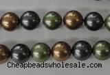CSB1057 15.5 inches 10mm round mixed color shell pearl beads