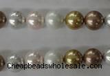 CSB1064 15.5 inches 10mm round mixed color shell pearl beads