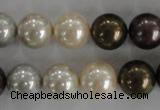CSB1083 15.5 inches 12mm round mixed color shell pearl beads