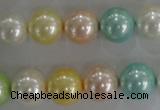 CSB1098 15.5 inches 12mm round mixed color shell pearl beads