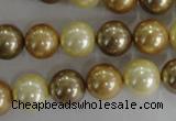 CSB1100 15.5 inches 12mm round mixed color shell pearl beads