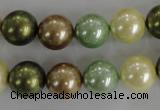 CSB1107 15.5 inches 12mm round mixed color shell pearl beads
