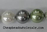 CSB1153 15.5 inches 16mm round mixed color shell pearl beads