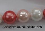 CSB1157 15.5 inches 16mm round mixed color shell pearl beads