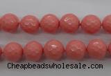 CSB1178 15.5 inches 10mm faceted round shell pearl beads