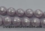 CSB1181 15.5 inches 8mm faceted round shell pearl beads