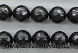 CSB1186 15.5 inches 12mm faceted round shell pearl beads