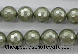 CSB1188 15.5 inches 12mm faceted round shell pearl beads