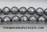 CSB1201 15.5 inches 10mm faceted round shell pearl beads