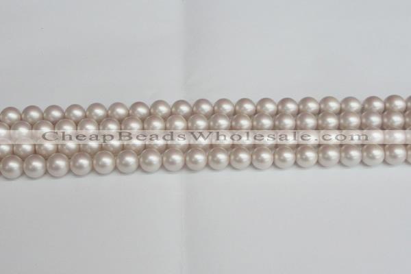CSB1357 15.5 inches 8mm matte round shell pearl beads wholesale