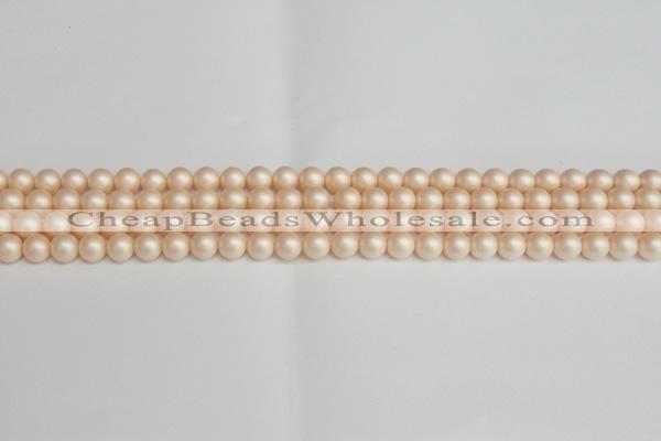 CSB1360 15.5 inches 4mm matte round shell pearl beads wholesale