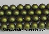 CSB1395 15.5 inches 4mm matte round shell pearl beads wholesale