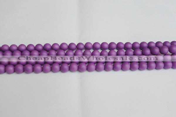 CSB1415 15.5 inches 4mm matte round shell pearl beads wholesale
