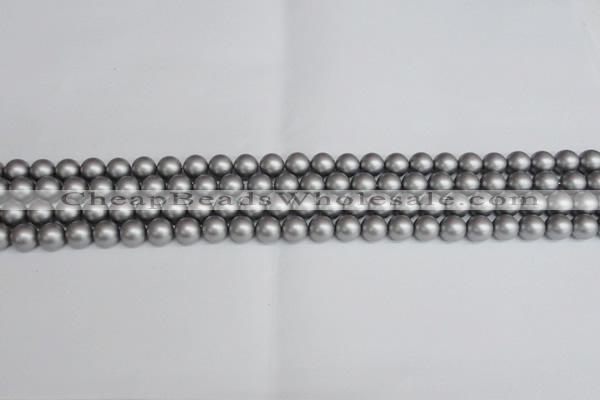 CSB1440 15.5 inches 4mm matte round shell pearl beads wholesale