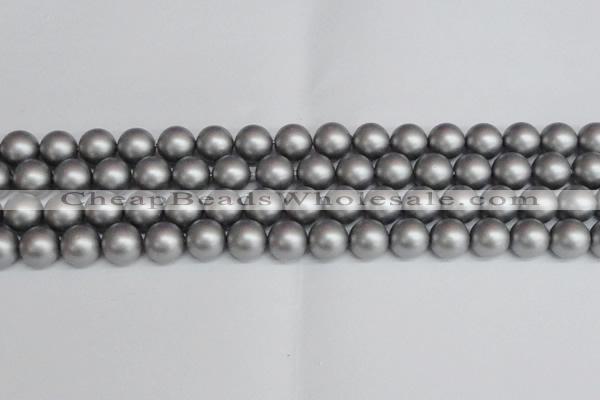 CSB1444 15.5 inches 12mm matte round shell pearl beads wholesale