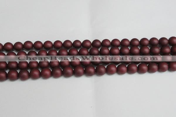 CSB1453 15.5 inches 10mm matte round shell pearl beads wholesale