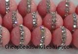 CSB1508 15.5 inches 12mm round shell pearl with rhinestone beads