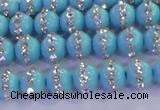CSB1510 15.5 inches 6mm round shell pearl with rhinestone beads