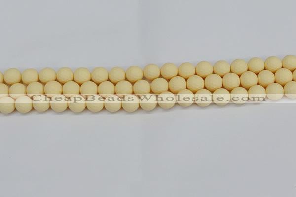 CSB1801 15.5 inches 6mm faceetd round matte shell pearl beads