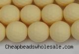 CSB1803 15.5 inches 10mm faceetd round matte shell pearl beads