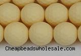 CSB1804 15.5 inches 12mm faceetd round matte shell pearl beads