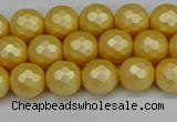 CSB1811 15.5 inches 6mm faceetd round matte shell pearl beads