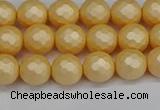 CSB1821 15.5 inches 6mm faceetd round matte shell pearl beads