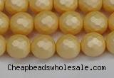 CSB1822 15.5 inches 8mm faceetd round matte shell pearl beads