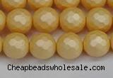 CSB1823 15.5 inches 10mm faceetd round matte shell pearl beads