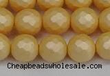 CSB1824 15.5 inches 12mm faceetd round matte shell pearl beads