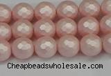 CSB1831 15.5 inches 6mm faceetd round matte shell pearl beads
