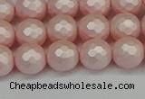 CSB1832 15.5 inches 8mm faceetd round matte shell pearl beads
