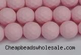 CSB1841 15.5 inches 6mm faceetd round matte shell pearl beads