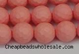 CSB1853 15.5 inches 10mm faceetd round matte shell pearl beads
