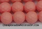 CSB1854 15.5 inches 12mm faceetd round matte shell pearl beads