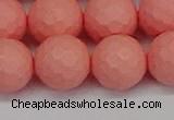 CSB1855 15.5 inches 14mm faceetd round matte shell pearl beads