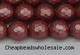 CSB1863 15.5 inches 10mm faceetd round matte shell pearl beads