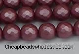 CSB1871 15.5 inches 6mm faceetd round matte shell pearl beads