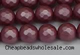 CSB1872 15.5 inches 8mm faceetd round matte shell pearl beads