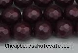 CSB1883 15.5 inches 10mm faceted round matte shell pearl beads