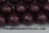CSB1884 15.5 inches 12mm faceted round matte shell pearl beads